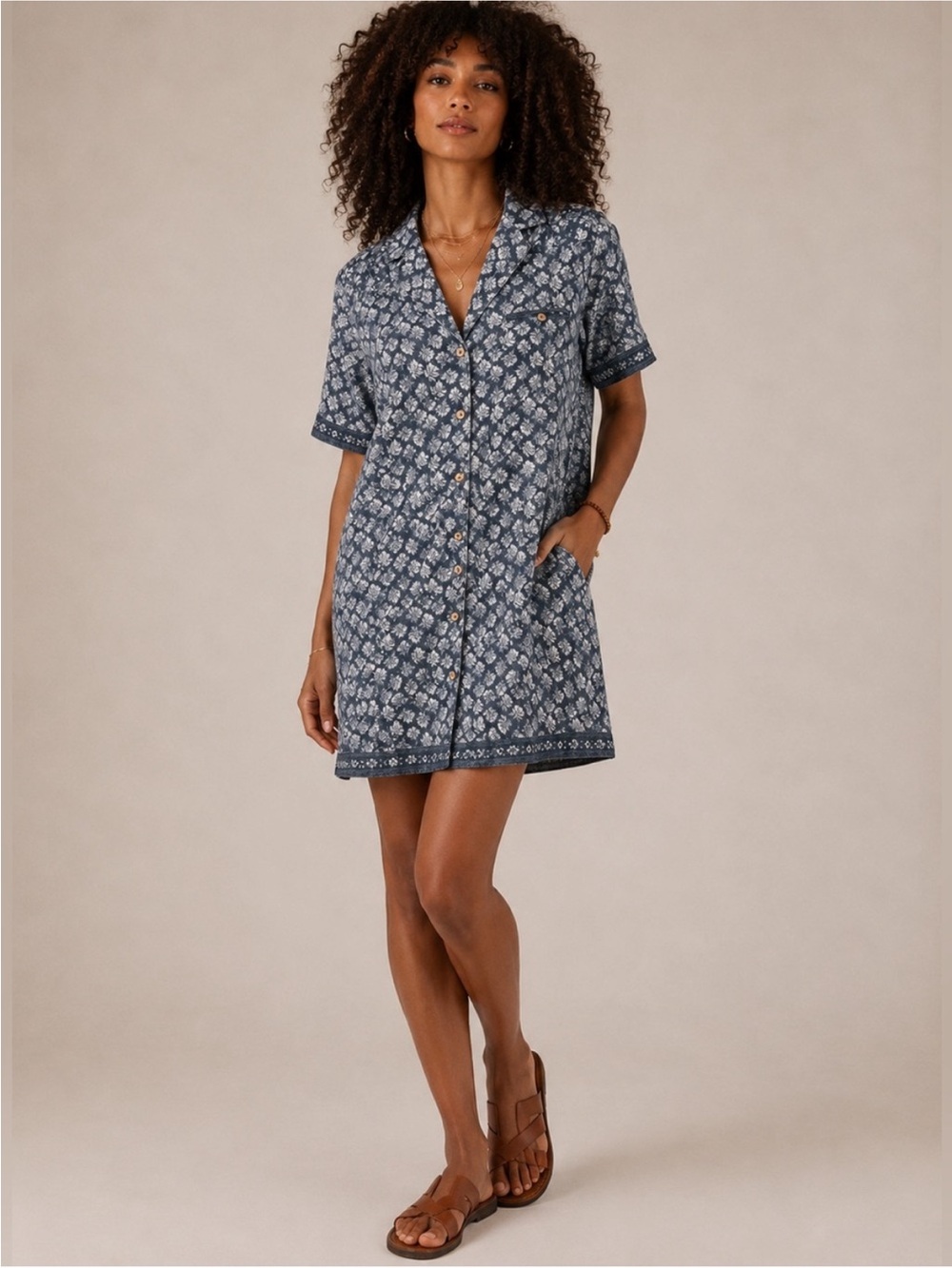 Faherty Paradise Point Short Sleeve 100% Linen Shirtdress
